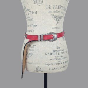 Vintage Streets Ahead Red Western Belt Small Leather Silver